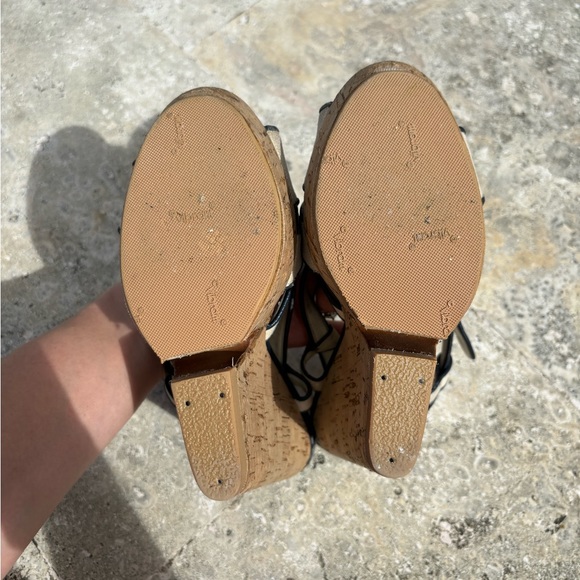 YSL Yves Saint Laurent DEAUVILLE Wedge Cork Canvas Slingback Sandals, size 38 - Picture 6 of 14